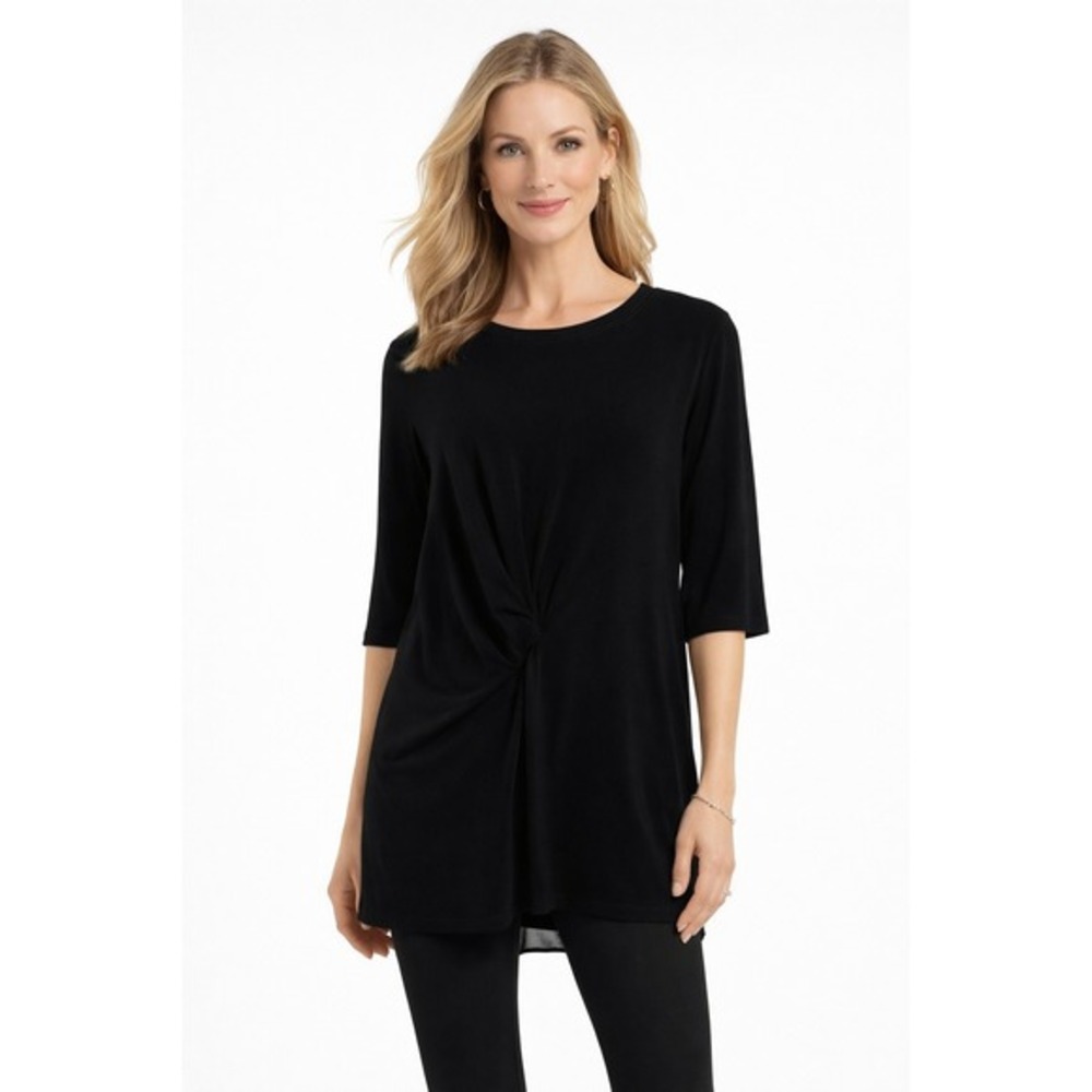 Montgomery Post Mable Woven Trim Tunic Top Womens XXL‎ Black